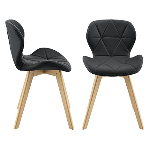 [en.casa] Esszimmerstuhl Älmhult 2-er Set 78x47x52 cm Kunstleder Buche Stühle Wohnzimmerstuhl Küchenstuhl Schwarz