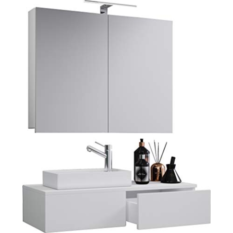 VCM 3-TLG Set | Waschplatz für Gäste WC | Gästebad | Waschtisch | Badezimmer Set - Gudas SC Weiß