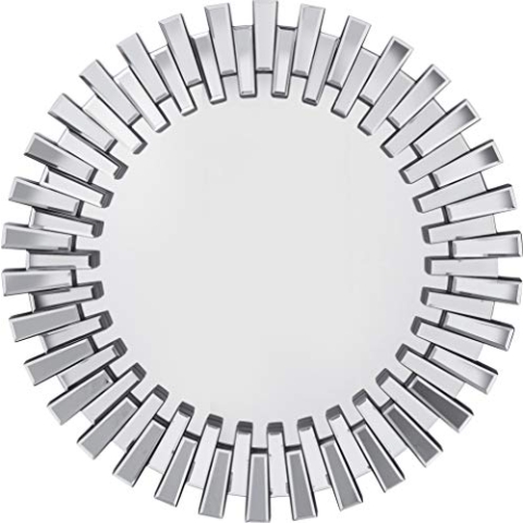 Kare Design Spiegel Sprocket Silber, Wandspiegel, Dekorativer Rahmen, leichte Wandmontage, Dekospiegel, runder Wandspiegel, Modern, 92x92x5 cm (H/B/T)