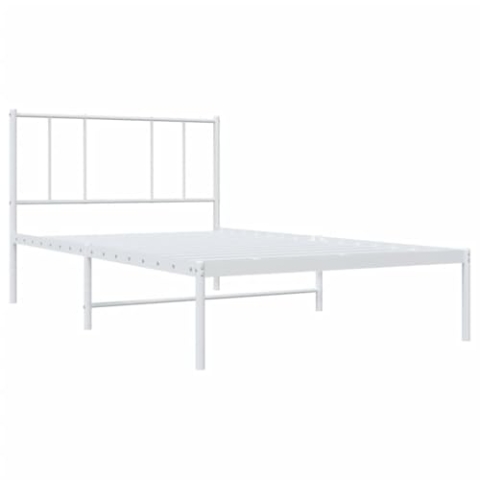 vidaXL Bettgestell, Bettrahmen mit Kopfteil Lattenrost, Metallbett Bett für Schlafzimmer, Einzelbett Gästebett, Metall Weiß 80x200cm