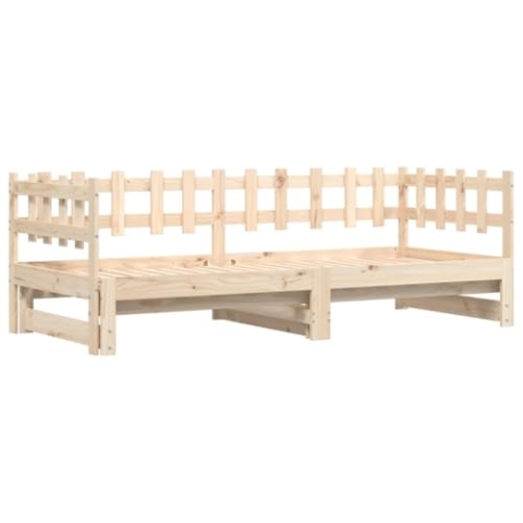 vidaXL Tagesbett, Ausziehbar Schlafsofa mit Lattenrost, Bettsofa Gästebett für Schlafzimmer Wohnzimmer, Sofa Bett Ausziehbett, 2X(90x200) cm Massivholz Kiefer
