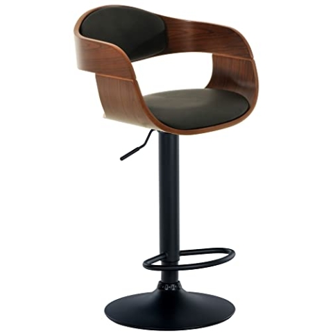 CLP Barhocker Kingston Mit Hochwertiger Polsterung I Höhenverstellbarer Barstuhl Mit Robustem Metallgestell, Farbe:walnuss/schwarz, Material:Kunstleder