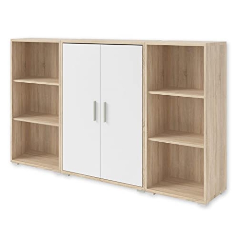 Stella Trading Highboard OFFICE LINE in Eiche Sonoma/weiß glanz