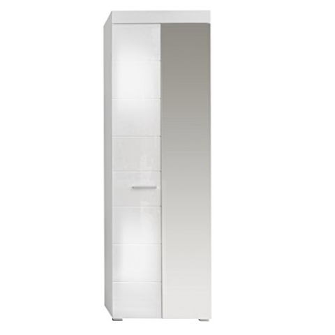 trendteam smart living - Amanda - Garderobenschrank - Weiß/Weiß Hochglanz - ausziehbare Kleiderstange - (BxHxT) 62 x 195 x 38 cm