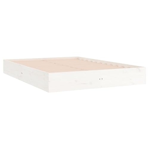 vidaXL Massivholzbett Bettgestell Lattenrost Doppelbett Bettrahmen Schlafzimmerbett Bett Holzbett Schlafzimmermöbel Weiß 200x200cm