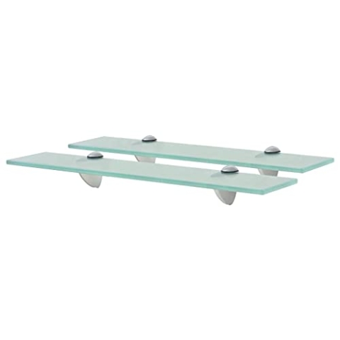 vidaXL 2X Regal Schwebend Wandregal Glasregal Glasboden Glasablage Badablage Wandablage Badregal Ablage Regale Bad Glas 50x20cm 8mm
