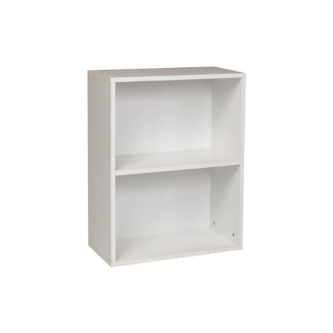furni24 Breites Bücherregal mit 2 Fächern, Holzregal, Würfelregal, Aufbewahrungsregal, weiß, 60x31x77h
