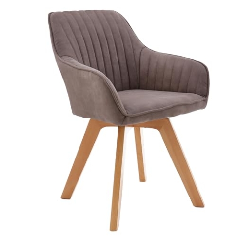 Riess Ambiente Drehbarer Design Stuhl Livorno Vintage Taupe Buchenholz Beine Esszimmerstuhl Küchenstuhl Besucherstuhl