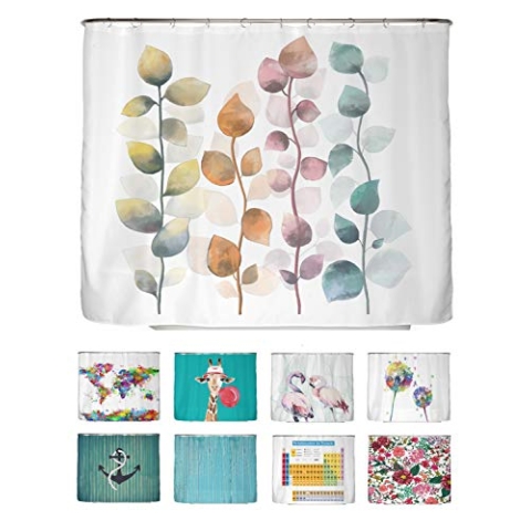 arteneur® - Bunte Blätter - Anti-Schimmel Duschvorhang 240x200 - Recycelt mit Öko-Tex Standard 100 - Beschwerter Saum, Blickdicht, Wasserdicht, Waschbar, 16 Ringe & E-Book