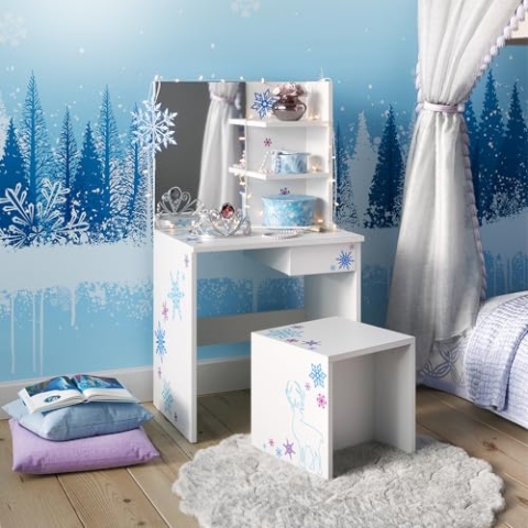 Vicco Kinder-Schminktisch Schneeflocke, Kosmetiktisch, Weiß, 54.8 cm