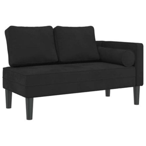 vidaXL Chaiselongue, Indoor Lounge Sofa mit Kissen, Gepolsterte Recamiere für Wohnzimmer Schlafzimmer Büro, Relaxliege Couch, Schwarz Samt