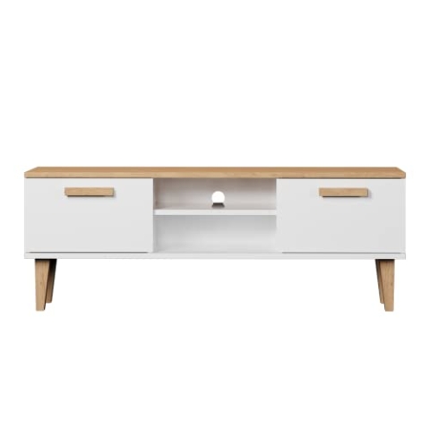 Kocot - Tv Schrank Weiss - Regal für Fernseher - Fernsehunterschrank - Tv Lowboard Skandinavisch - Fernsehschrank - Fernsehtisch - Tv Möbel - Tv Kommode - Tv Schrank 120 cm