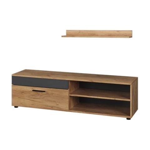 Vicco Lowboard & Regal Berno, Goldkraft Eiche/Anthrazit, mit 1 Klappe