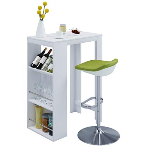 VCM Bartisch | Bartresen, hoher Tisch mit Stauraum | Maße H. 110 x B. 80 x T. 50 cm | Stehtisch - Oktola Weiß