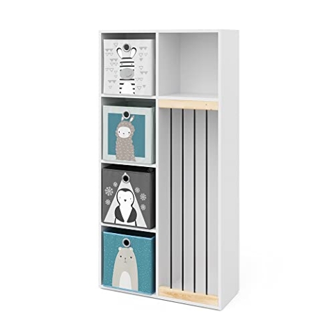 Vicco Kinderregal Marvin, Spielzeugregal für Faltboxen, Weiß, 72 x 143 cm mit 4 Faltboxen Opt.2