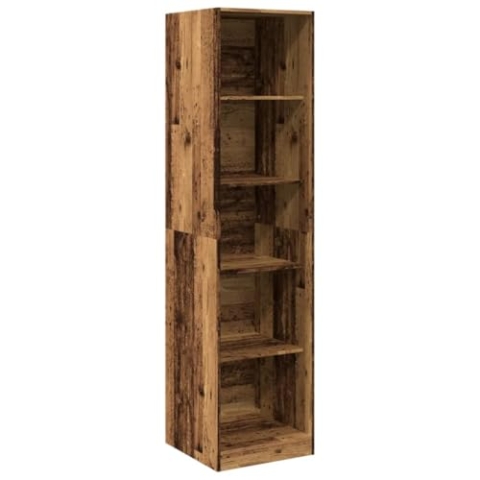 vidaXL Kleiderschrank, Garderobenschrank mit 5 Fächern, Kleiderregal Schrank für Schlafzimmer, Flurschrank Garderobe Dielenschrank, Altholz-Optik Holzwerkstoff