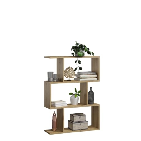 MATKAM BASK 3 Bücheregal aus Holzspanplatten, B/H/T 76,4x107x28cm, Standregal, Würfelregal, freistehend, perfekt als Raumtrenner, in verschiedenen Ausführungen erhältlich (Artisan Eiche)