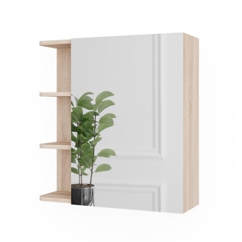 Vicco Spiegelschrank Fynn, Badezimmerspiegel, Sonoma, 62 x 64 cm
