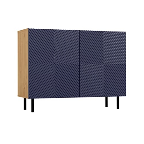CDF Moderne Kommode Kama 2K | Farbe: Artisan Eiche - Dunkelblau | Schrank für Dokumente, Kleinigkeiten | Ideal für Wohnzimmer, Schlafzimmer, Kinderzimmer und Büro | Einfache Montage