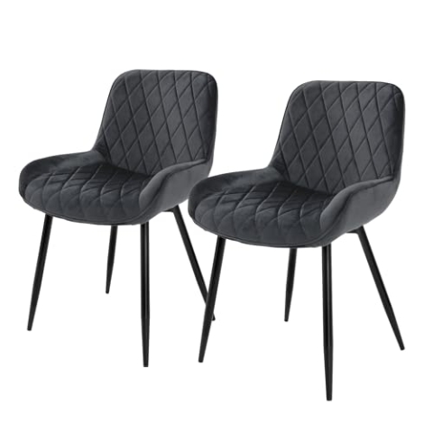 ML-Design 2er Set Esszimmerstühle Esszimmerstuhl mit Rücken- und Armlehnen, Anthrazit, Samt Sitzfläche, Metallbeine, Küchenstühle Küchenstuhl Wohnzimmerstühle Wohnzimmerstuhl Polsterstuhl Stühle