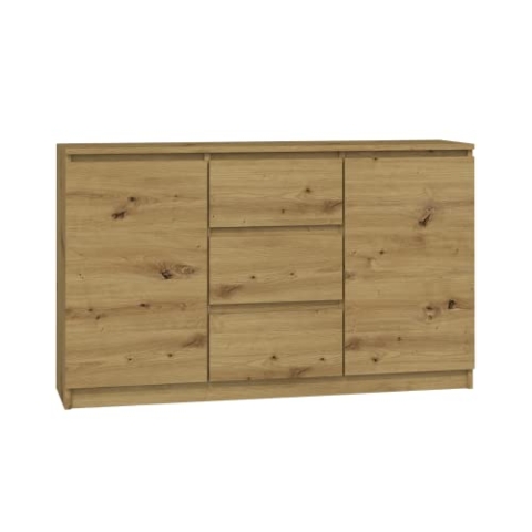 CDF Moderne Kommode 2D3S (2 Türen, 3 Schubladen) | Farbe: Eiche Artisan | Aktenschrank, für kleine Gegenstände | Ideal für Wohnzimmer, Schlafzimmer, Kinderzimmer, Jugendzimmer und Büro | Einlegeböden
