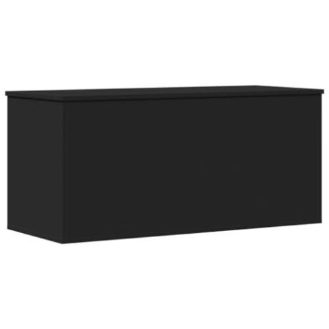 vidaXL Truhe, Spielzeugkiste mit Stauraum Deckel, Aufbewahrungsbox für Wohnzimmer, Auflagenbox Kissenbox Kiste, Schwarz Holzwerkstoff