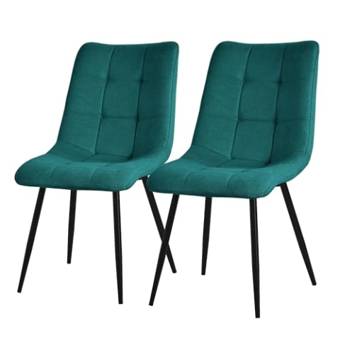 ML-Design Esszimmerstühle 2er Set Petrol, Wohnzimmerstühle mit Stoffbezug & schwarzen Metallbeinen, Küchenstühle mit Rückenlehne, Polsterstühle für Esszimmer Wohnzimmer Küche Büro, Gepolsterte Sessel