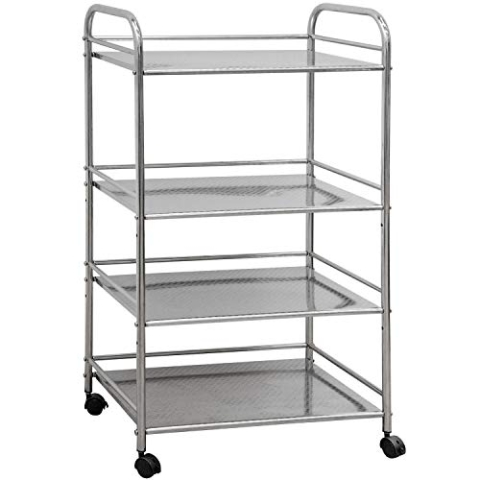 EYEPOWER Edelstahl Küchenwagen 4 Etagen 60x35x100 cm Servierwagen Bad-Rollwagen