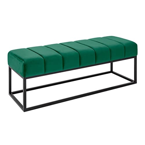 riess-ambiente.de Elegante Sitzbank Petit BEAUTÉ 108cm smaragdgrün Samt schwarzes Gestell Bank Polsterbank