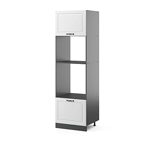 Vicco Mikrowellenschrank R-Line, Küchenregal für die Mikrowelle, Weiß Landhaus/Anthrazit, 60 cm
