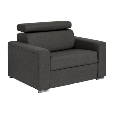 Vente-unique-Schlafsessel mit Matratze - Liegefläche 70 cm - Matratze 14 cm - Stoff - Grau - Vizir