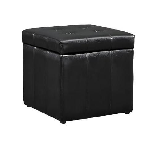 Vente-unique-Sitzhocker mit Stauraum - Kunstleder - Schwarz - Serafino