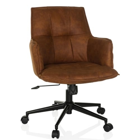 hjh LIVING Homeoffice Stuhl gepolstert SOLAO Life Schreibtischstuhl Drehstuhl höhenverstellbar, Stoffbezug Braun