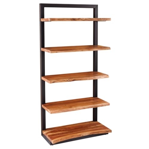 Riess Ambiente Massives Bücherregal Mammut 180cm Akazie schwarz fünf Regalböden Holzregal