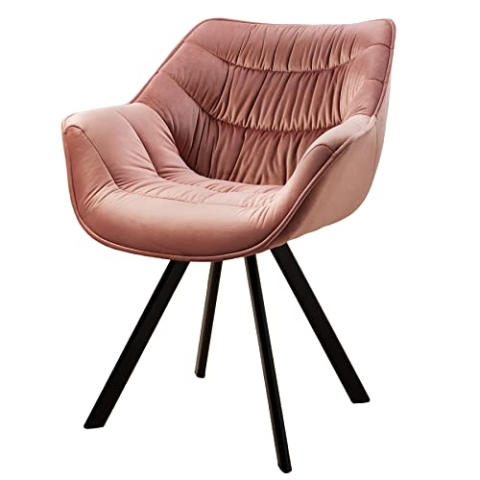 Invicta Interior Design Stuhl The Dutch Comfort Altrosa Samt Retro Stil mit Armlehnen