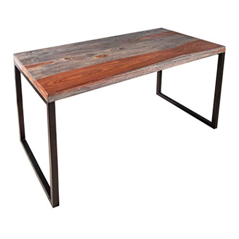 invicta INTERIOR Eleganter Schreibtisch Elements 118cm Sheesham Smoke Finish Metallgestell Tisch Schminktisch