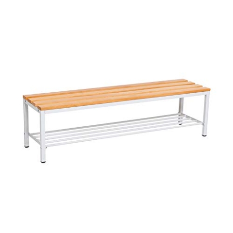 furni24 Bank Umkleidebank, Sitzbank für Umkleideräume mit Schuhrost BxHxT: 150x42x40 cm, Umkleidesitzbank, Umkleidebank, Garderobenbank, Sportbank, Bank mit Echtholz für Fitnessstudio