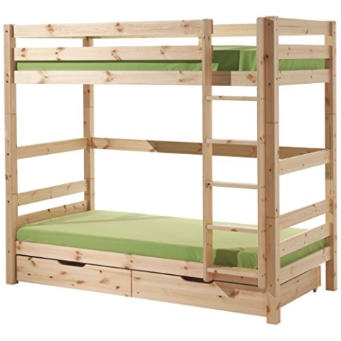VIPACK PICOOLLA10 Etagen-Hochbett Pino, Maße 210 x 182 x 105 cm, Liegefläche 90 x 200 cm, Kiefer massiv Natur lackiert
