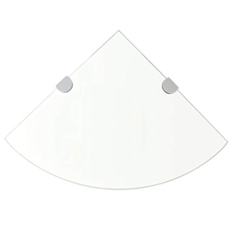 vidaXL 2X Eckregal mit verchromten Halterungen Glasregal Badregal Wandregal Glasboden Glas Ablage Boden Glasplatte Glas Transparent 25x25cm