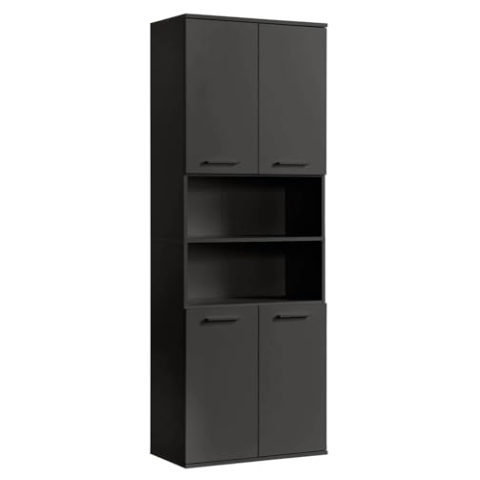 mokebo® Bad Hochschrank in Anthrazit-Schwarz 'Der Kapitän', Badezimmerschrank breit oder Badschrank, auch als Badezimmerhochschrank & Badregal Badezimmer aus Holz in 180x65x34 (HxBxT in cm)