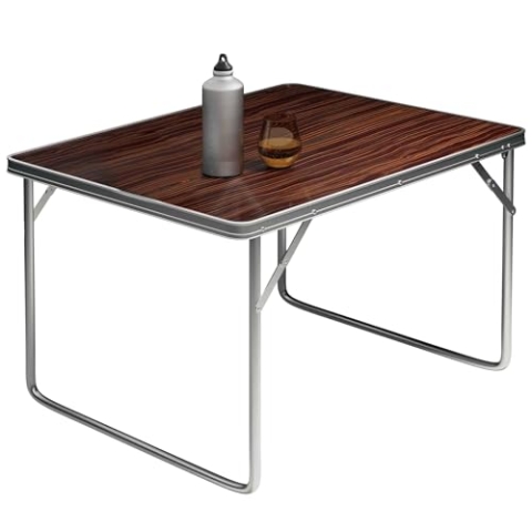 Casaria® Campingtisch klappbar Camping Klapptisch Holz Alu 80x60cm mit Tragegriff leicht Tisch faltbar Braun abgerundete Kanten Garten Balkon Picknick
