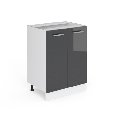 Vicco Küchenunterschrank R-Line, Anthrazit Hochglanz/Weiß, 60 cm ohne Arbeitsplatte