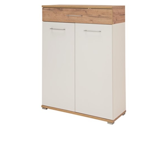 Germania 3770-513 Schuhschrank GW-Topix in Weiß/Navarra-Eiche-Nachbildung, 89 x 118 x 37 cm (BxHxT), weiß/navarra-eiche-nb., 37.00 x 89.00 x 118.00 cm