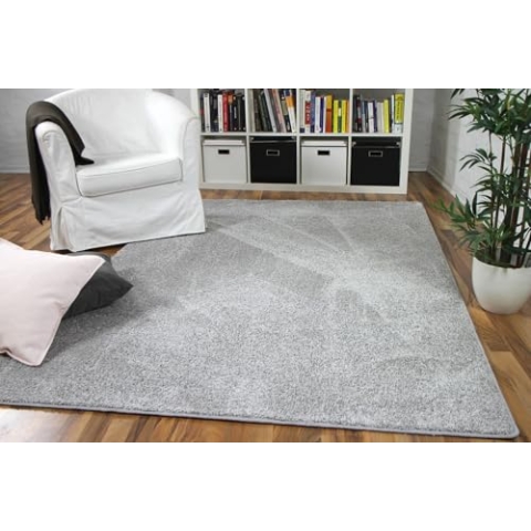 Snapstyle Hochflor Velours Teppich Mona Silbergrau in 24 Größen