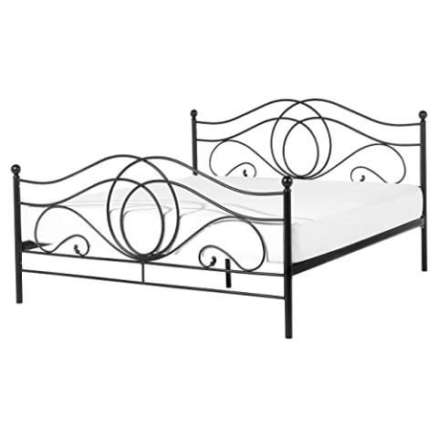 Beliani Metallbett Schwarz 160 x 200 cm Mit Lattenrost Lyra