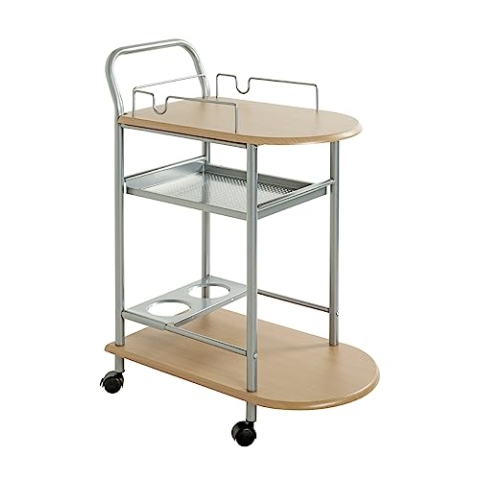 HAKU Möbel Küchenwagen alu, buche, MDF, Metall - Maße: B 65 cm x H 83 cm x T 35 cm, Style: Modern