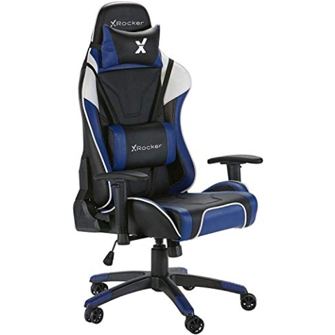 X Rocker Agility Esports - Gaming Bürodrehstuhl mit Komfortkissen für Erwachsene - Blau/Schwarz