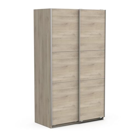 Demeyere Armoire Porte Coulissante Avec Penderie Moderne – Coloris Chêne Kronberg & Finitions Métal - 116,5 x 59,8 x 203 cm