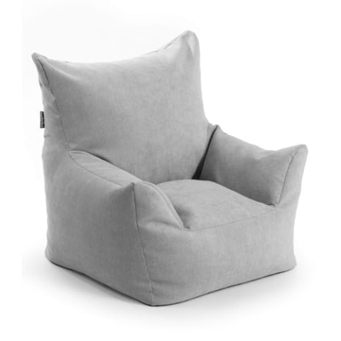 mokebo Kindersessel mit Stoffbezug 'Der Pausenheld', Sitzsack Kinder mit Füllung, auch als Lesesessel oder Sitzkissen fürs Kinderzimmer, Kindersitzsack oder Sessel für Kinder in Grau
