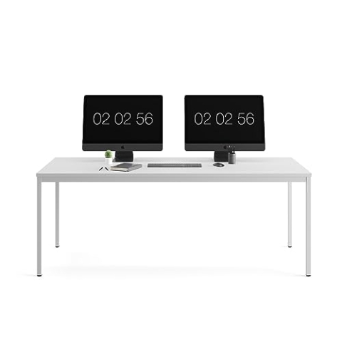 furni24 Schreibtisch-Stahl 140x80x75cm, Grau, Einfache Montage, Arbeitstisch, Bürotisch, Küchentisch, Esstisch, Druckertisch Büro-Möbel Arbeitszimmer Computertisch Gaming-Tisch Mehrzwecktisch